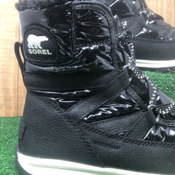 NEW Sorel Whitney Short Lace Patent Black Boots LL3433-010 Women's7.5Waterproof - Picture 2 of 14